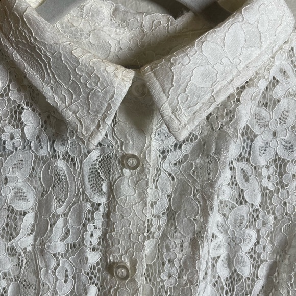 MONROE & MAIN Women’s cotton lace button up vest sz L feminine whimsical - Picture 3 of 7
